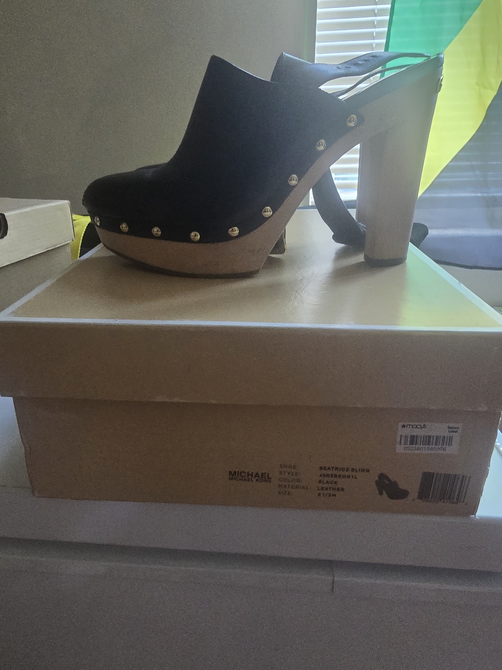 Michael Kors Black Suede Studded Platform Mule Heels- Beatrice Sling